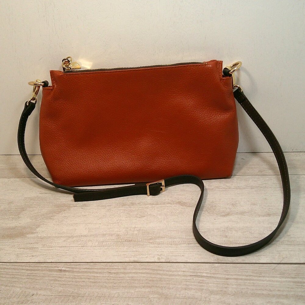 Valentina Vachetta Italian chocolate Leather Crossbody Bag pocketbook purse